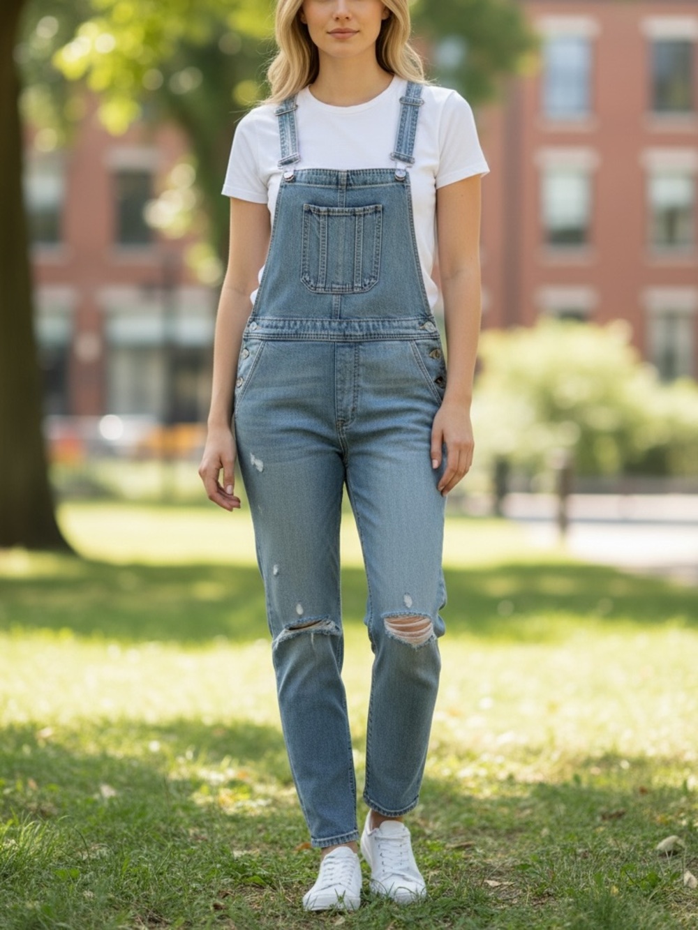Lucky Brand Women’s Distressed Relaxed Overalls
